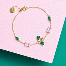 Load image into Gallery viewer, Amelia Scott Jewelled Bee Chain Bracelet - Blush Pink, Emerald Green & Gold