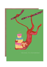 Load image into Gallery viewer, Stay Wild Monkey & Cake Birthday Greeting Card