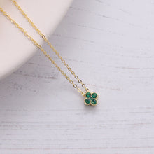 Load image into Gallery viewer, Attic Creations Message Bottle Four Clover Crystal Flower Necklace - ‘You’re a GEM’