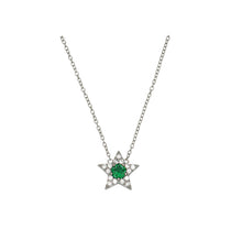 Load image into Gallery viewer, Amelia Scott Mini Star Necklace - Emerald Green, Clear CZ & Silver