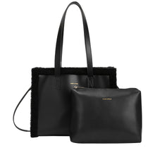 Load image into Gallery viewer, Every Other Faux Shearling Tote Bag - Black