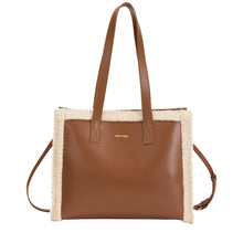 Load image into Gallery viewer, Every Other Faux Shearling Tote Bag - Brown