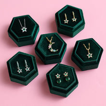 Load image into Gallery viewer, Amelia Scott Mini Star Hoops - Emerald Green, Clear CZ & Silver
