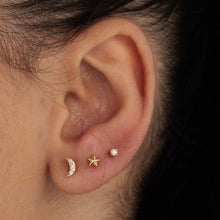 Load image into Gallery viewer, Scream Pretty Sparkling Crescent Moon Flat Back Earring - Gold