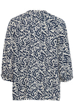 Load image into Gallery viewer, ICHI Navy &amp; Ivory Paisley Printed Button Front Blouse
