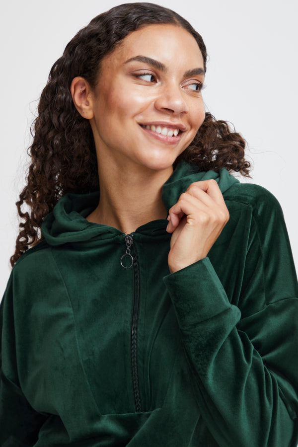 B Young Green Velour Hoodie