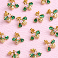 Load image into Gallery viewer, Amelia Scott Jewelled Bee Stud Earrings - Blush Pink, Emerald Green & Gold