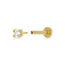 Load image into Gallery viewer, Scream Pretty Teeny Flat Back Earring with Clear Stone- Gold