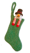 Load image into Gallery viewer, Santa, Snowman & Elf in Stocking Felt Decorations - 3 Variants