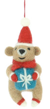 Load image into Gallery viewer, Felt Bear with Presents Christmas Decoration - 3 Options