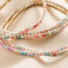 Load image into Gallery viewer, Lisa Angel Set of 5 Multicoloured Crystal Tennis Bracelets - Gold