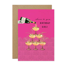 Load image into Gallery viewer, Stephanie Davies Cheers Birthday Girl Champagne Card