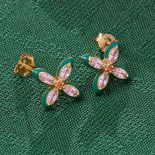 Load image into Gallery viewer, Amelia Scott Emerald Clover Enamel Studs