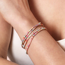 Load image into Gallery viewer, Lisa Angel Set of 5 Multicoloured Crystal Tennis Bracelets - Gold