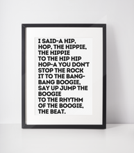 Load image into Gallery viewer, Rappers Delight Lyrics Print A3