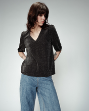 Load image into Gallery viewer, Grace & Mila Oreo V Neck Glitter Top