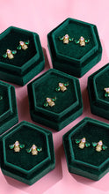 Load image into Gallery viewer, Amelia Scott Jewelled Bee Stud Earrings - Blush Pink, Emerald Green & Gold