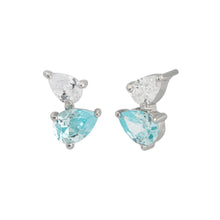 Load image into Gallery viewer, Amelia Scott Sofia Teardrop Aquamarine & Clear CZ Studs - Silver