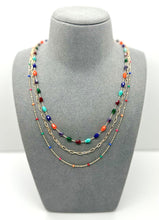 Load image into Gallery viewer, Triple Mix Beaded Gold Necklace - Multi / Turquoise