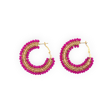 Load image into Gallery viewer, Beaded Hoop Earrings - 6 Colours