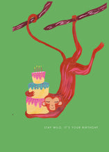 Load image into Gallery viewer, Stay Wild Monkey & Cake Birthday Greeting Card