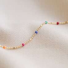 Load image into Gallery viewer, Rainbow Enamel Bead Chain Gold Necklace