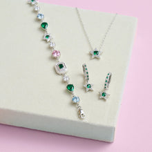 Load image into Gallery viewer, Amelia Scott Mini Star Necklace - Emerald Green, Clear CZ & Silver