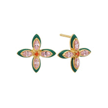 Load image into Gallery viewer, Amelia Scott Emerald Clover Enamel Studs