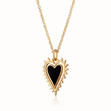 Load image into Gallery viewer, Scream Pretty Black Heart Charm Necklace - Gold