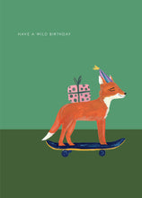 Load image into Gallery viewer, Fox on Skateboard Birthday Greeting Card