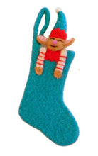 Load image into Gallery viewer, Santa, Snowman & Elf in Stocking Felt Decorations - 3 Variants
