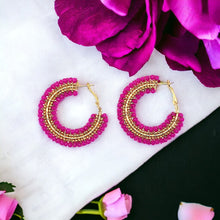Load image into Gallery viewer, Beaded Hoop Earrings - 6 Colours