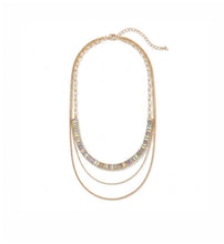 Load image into Gallery viewer, Three Layered Gold Necklace with Colourful Glass - 2 Colours