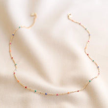 Load image into Gallery viewer, Rainbow Enamel Bead Chain Gold Necklace