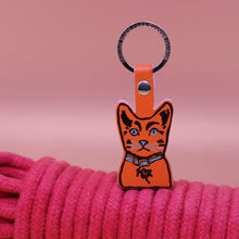 Load image into Gallery viewer, Ark Colour Leather Tabby cat keyring