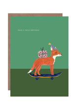 Load image into Gallery viewer, Fox on Skateboard Birthday Greeting Card