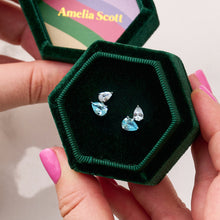 Load image into Gallery viewer, Amelia Scott Sofia Teardrop Aquamarine & Clear CZ Studs - Silver