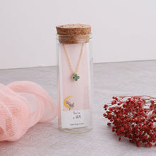Load image into Gallery viewer, Attic Creations Message Bottle Four Clover Crystal Flower Necklace - ‘You’re a GEM’
