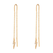 Load image into Gallery viewer, Scream Pretty Lightning Bolt Threader Earrings (comes in Gold Plated or Silver Plated)