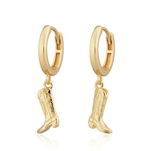 Load image into Gallery viewer, Scream Pretty Cowboy Boot Hoop Earrings (comes in Gold Plated or Silver Plated)