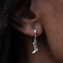 Load image into Gallery viewer, Scream Pretty Cowboy Boot Hoop Earrings (comes in Gold Plated or Silver Plated)