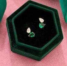 Load image into Gallery viewer, Amelia Scott Sofia Teardrop Emerald & Clear CZ Studs - Gold