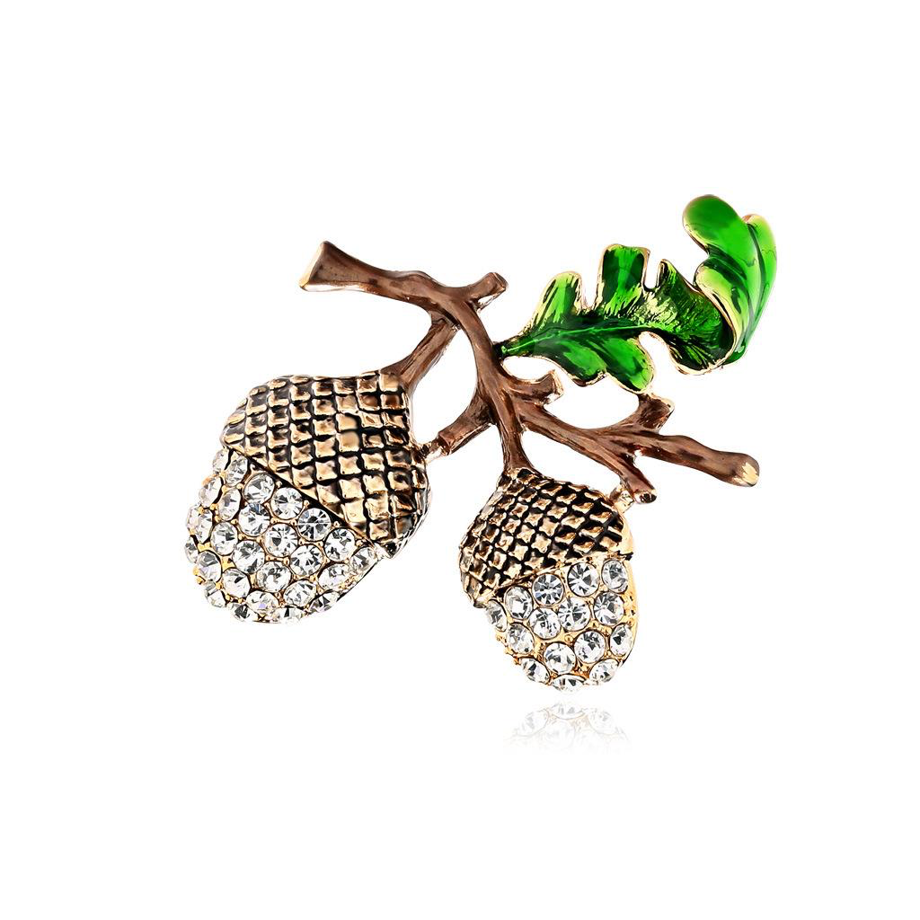 Double Acorn Sparkly Brooch
