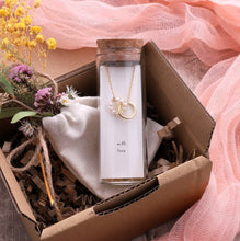 Load image into Gallery viewer, Attic Creations Message Bottle Interlocking Pearl Circle Necklace - ‘With Love’