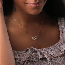 Load image into Gallery viewer, Attic Creations Message Bottle Interlocking Pearl Circle Necklace - ‘With Love’