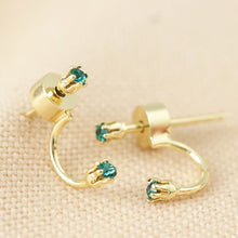 Load image into Gallery viewer, Delicate Double Emerald Swarovski Stud Earrings