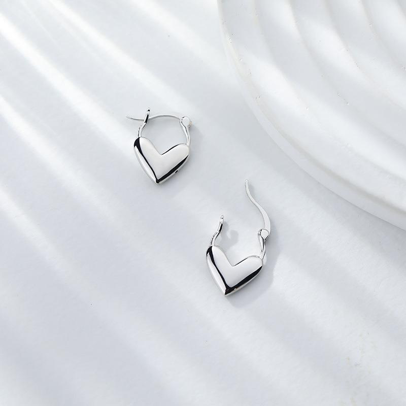 Heart Huggie Earrings - Silver