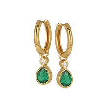 Load image into Gallery viewer, Amelia Scott Sofia Teardrop Emerald CZ Huggies - Gold