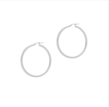 Load image into Gallery viewer, The Hoop Station Skinny Squared Large Hoops - Silver