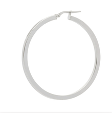 Load image into Gallery viewer, The Hoop Station Skinny Squared Large Hoops - Silver